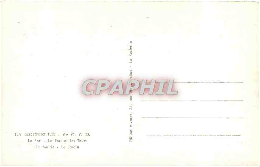 CPM La Rochelle de G a D Le Port Le Port et les Tours La Mairie Le Jardin  — Verso
