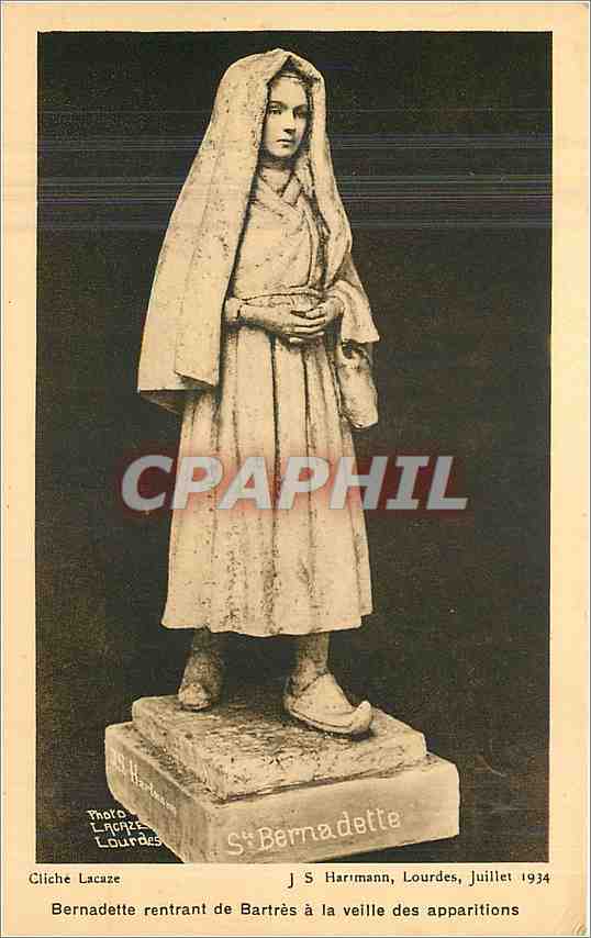 CPA Bernadette rentrant de Bartres a la veille des apparitions 