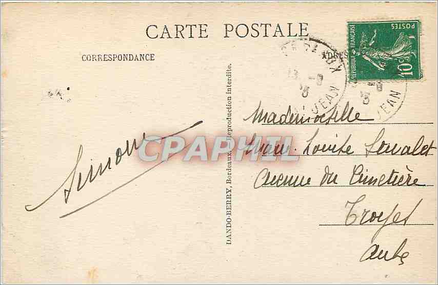 CPA Bordeaux Cours du XXX Juliet et Allees de Tourny  — Verso