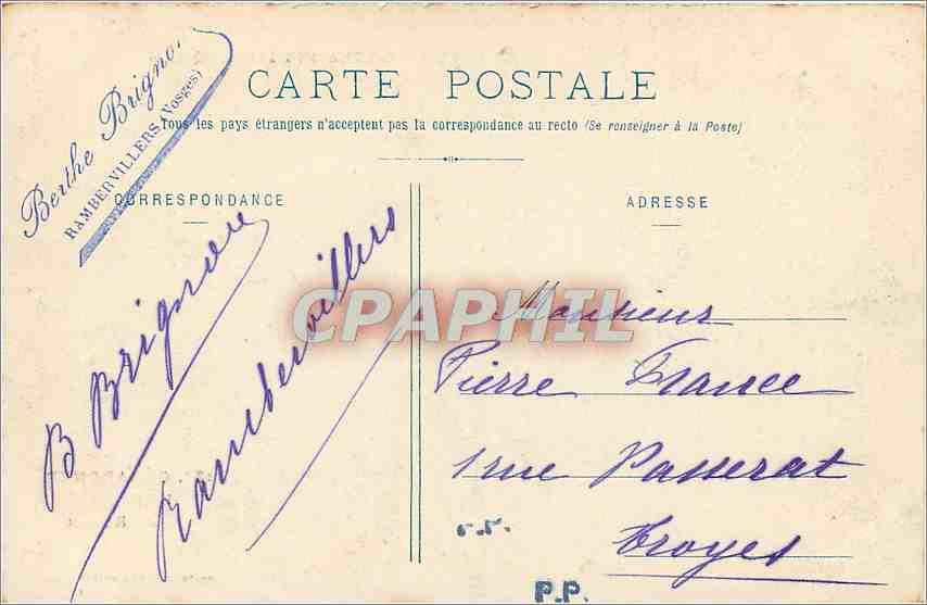 CPA Les Vosges Pittoresques La Roche du Renard  — Rückseite