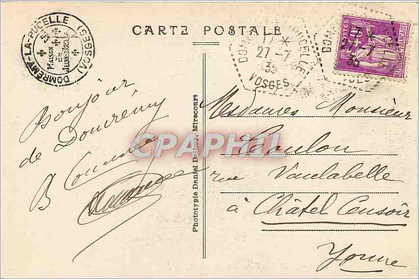 CPA Domremy Maison ou naquit Jeanne d'Arc  — Rückseite
