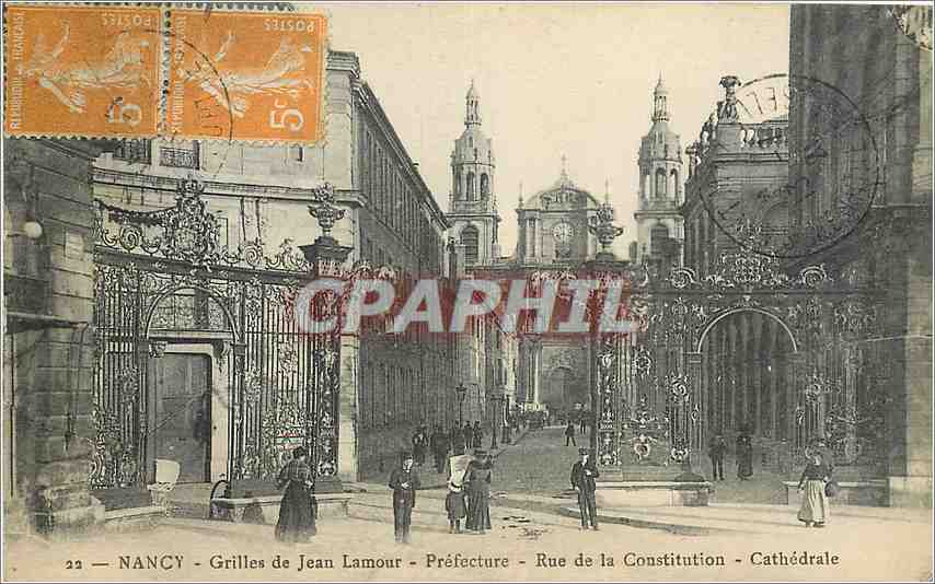 CPA Nancy Grilles de Jean Lamour Prefecture Rue de la Constitution Cathedrale 