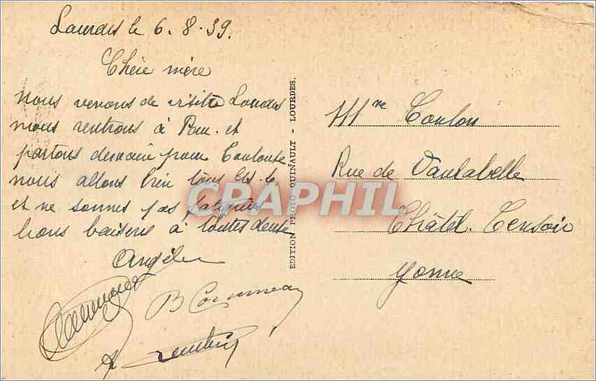 CPA Lourdes La Basilique et le Gave  — Verso