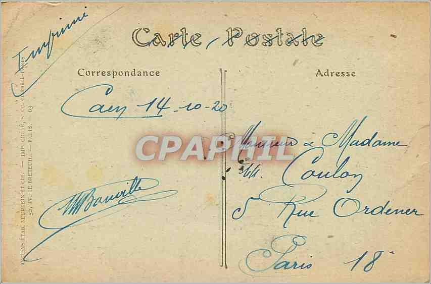 Cafén — Maison des Gens d'Armes. Vue intérieure. la Tour principale — éditeur JNDHOT, n° 87 — Verso