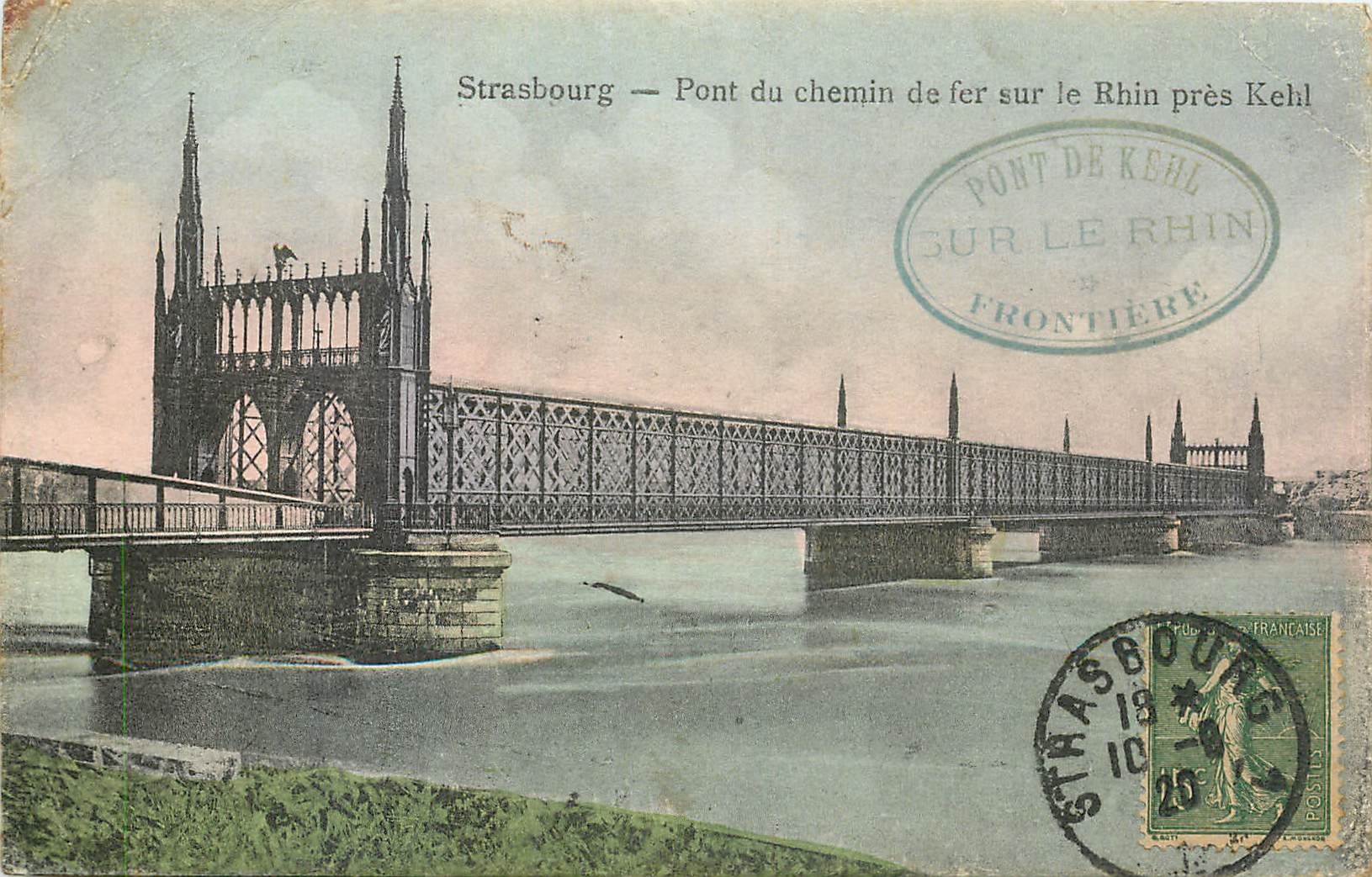 CPA Strasbourg Pont du Chemin de fer sur le Rhin pres Kehl 