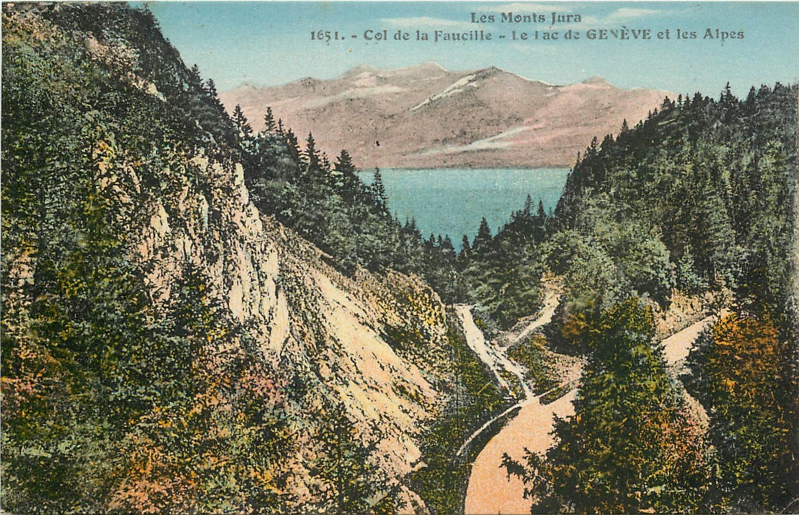 CPA Les Monts Jura Col de la Faucille Le Lac de Geneve et les Alpes 