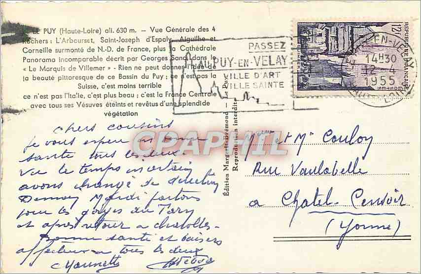 CPM Le Puy Haute Loire Vue generale des Rochers  — Rückseite