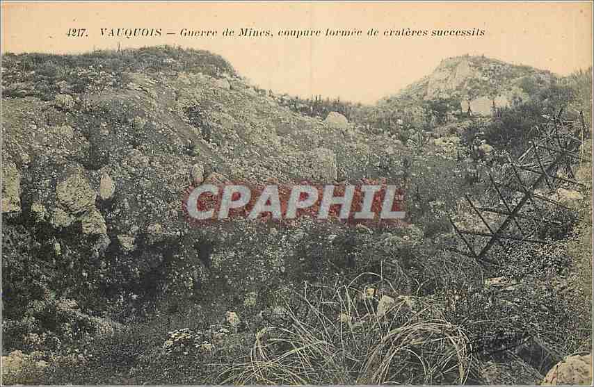 CPA Vauouois Guerre de Mines coupure formee de crateres successifs Militaria