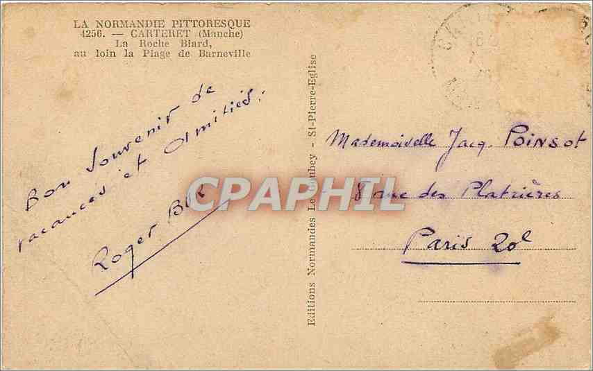 La Roche Biard — Carte postale pittoresque — Éditeur LE COUBÉY — Reverso