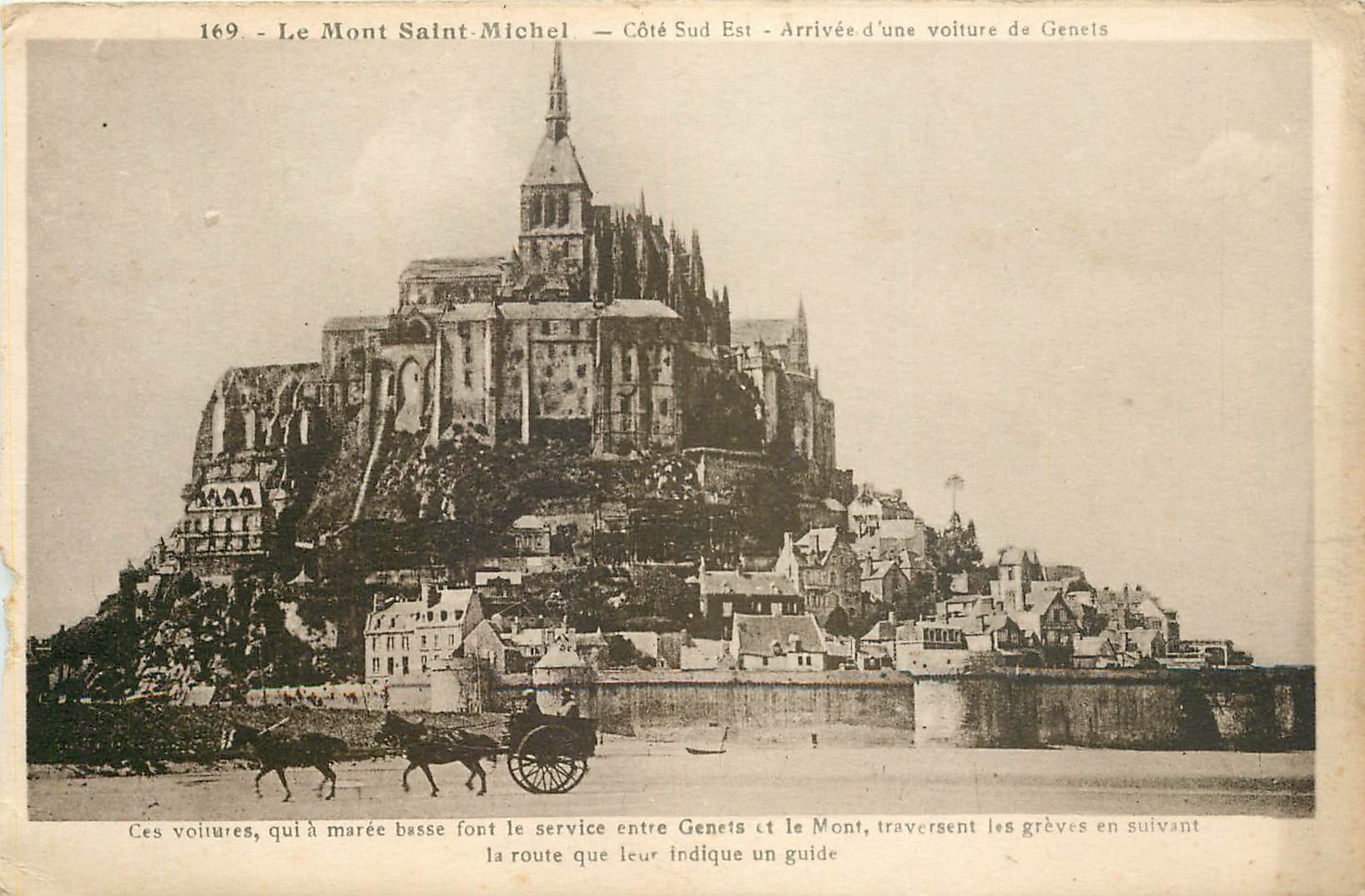 CPA Le Mont Saint Michel Cote Sud Est Arrivee d'une voiture de Genris 