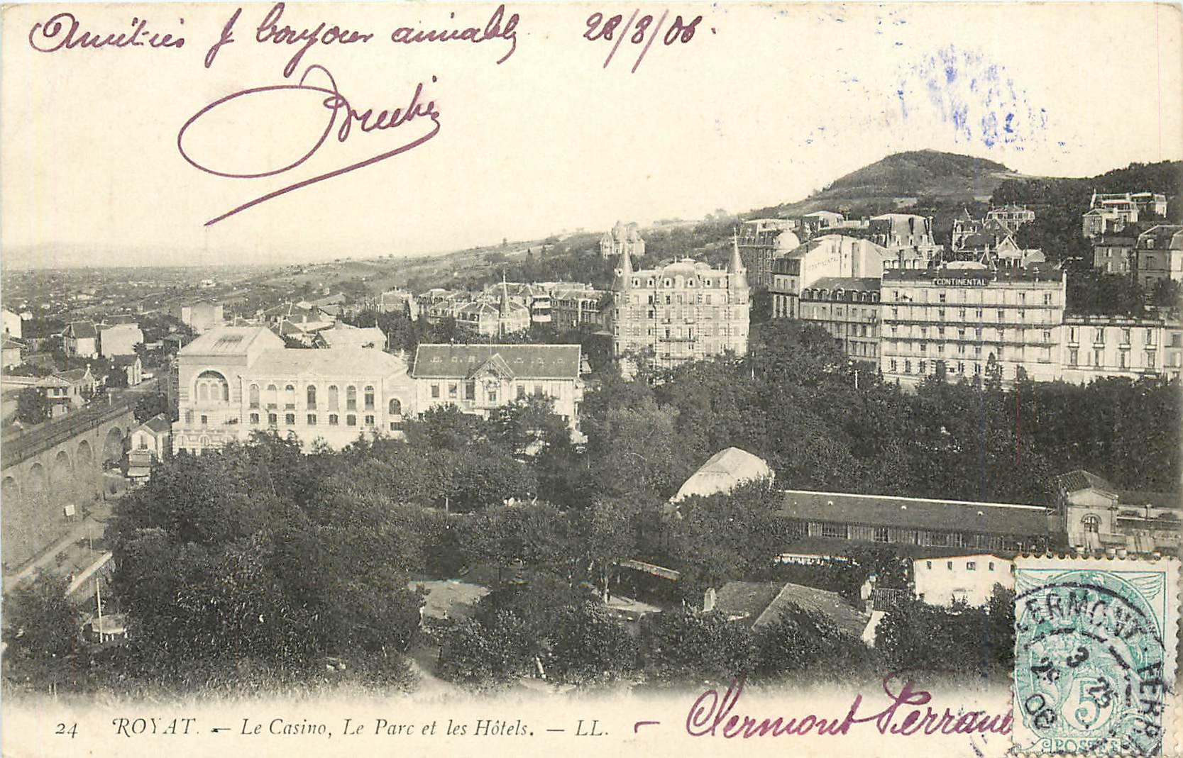 CPA Royat Le Casino Le Parc et les Hotels 
