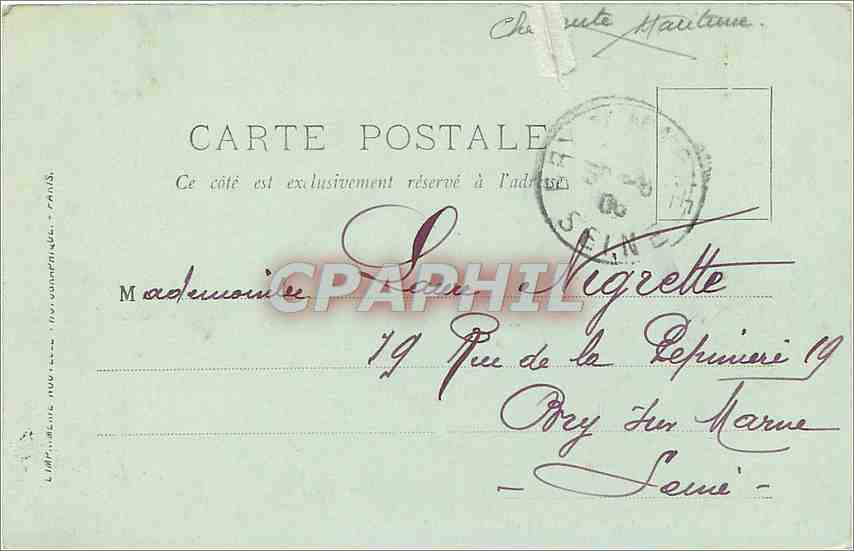 CPA Royat Le Casino Le Parc et les Hotels  — Rückseite
