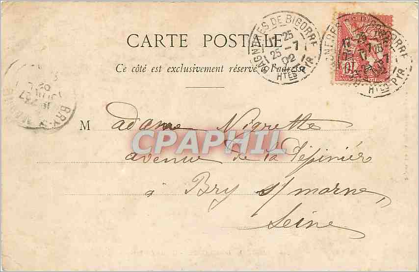 CPA Bagneres de Bigorre Chaine des Pyrenees  — Verso