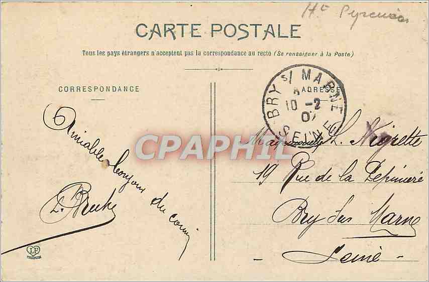 CPA Les Hautes Pyrenees Le Gave de Pau en aval de Lourdes  — Rückseite