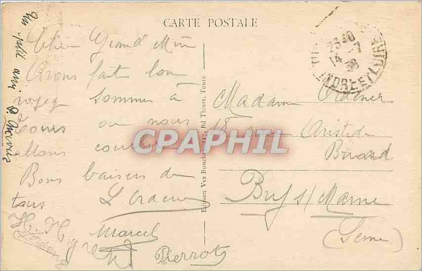 CPA Tours I et L Jardin des Prebendes d'Ce  — Rückseite