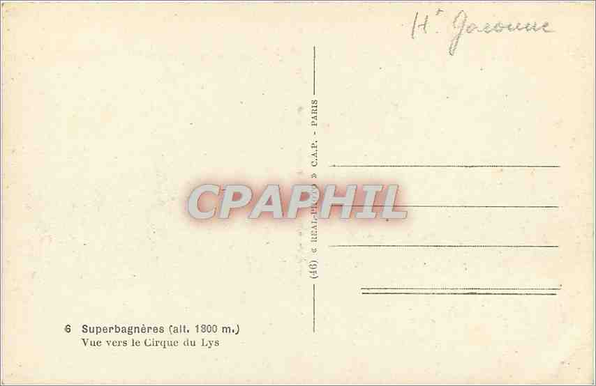 CPA Superbagneres Vue vers le Cirque du Lys  — Rückseite