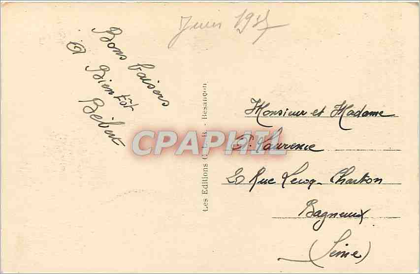 CPA Besancon les Bains Avenue Foch  — Rückseite