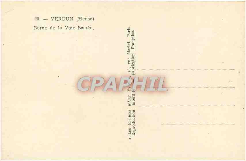 CPA Verdun Meuse Borne de la Voie Sacree Militaria — Rückseite