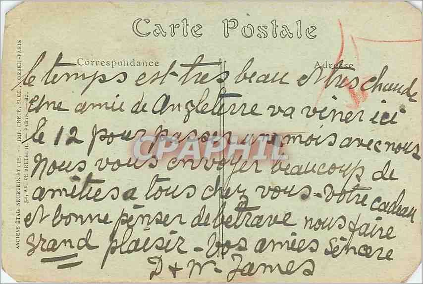 CPA Biarritz Rocher de la Vierge la Loge du Theatre  — Verso