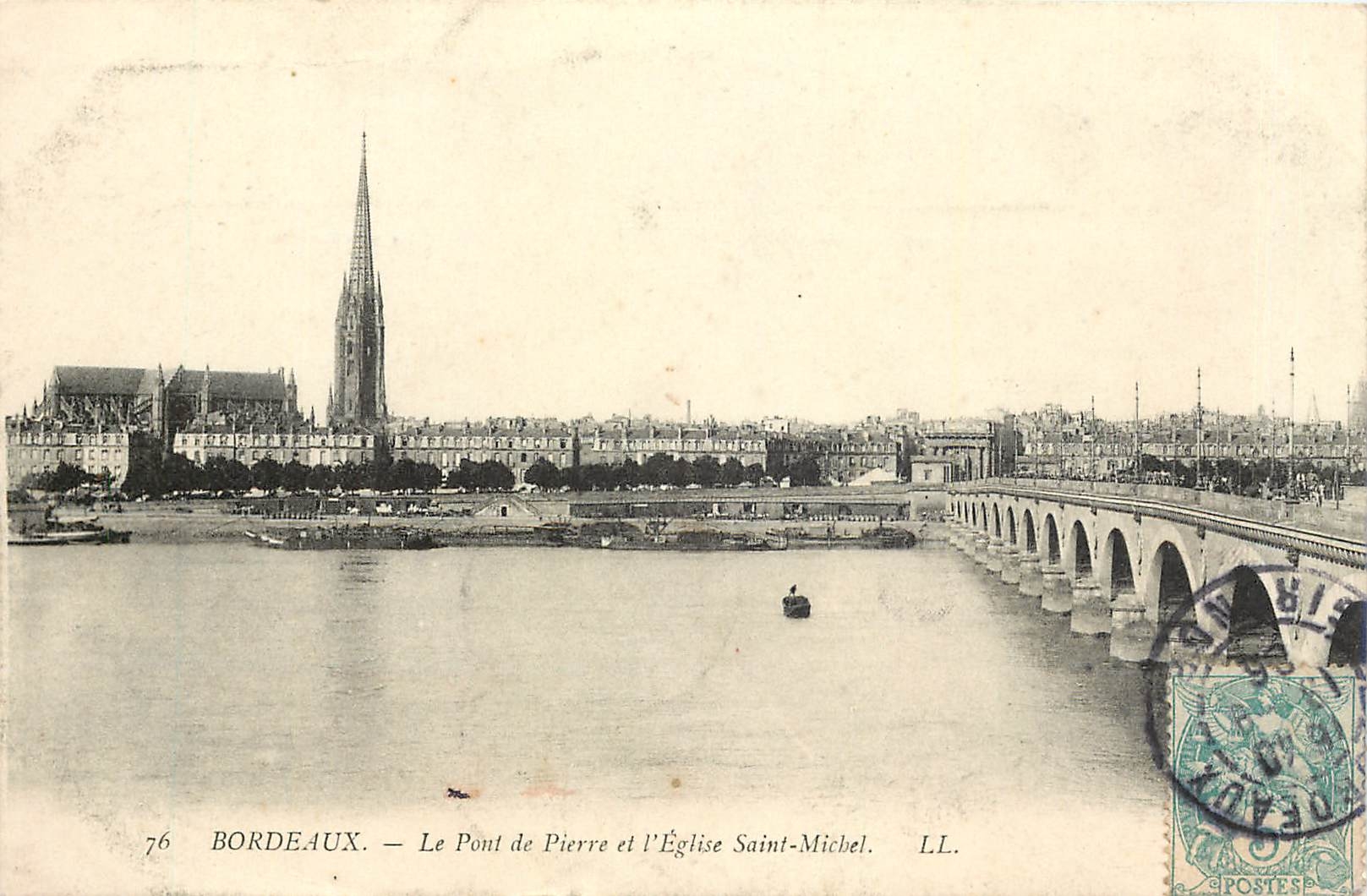 CPA Bordeaux Le Pont de Pierre et l'Eglise Saint Michel 