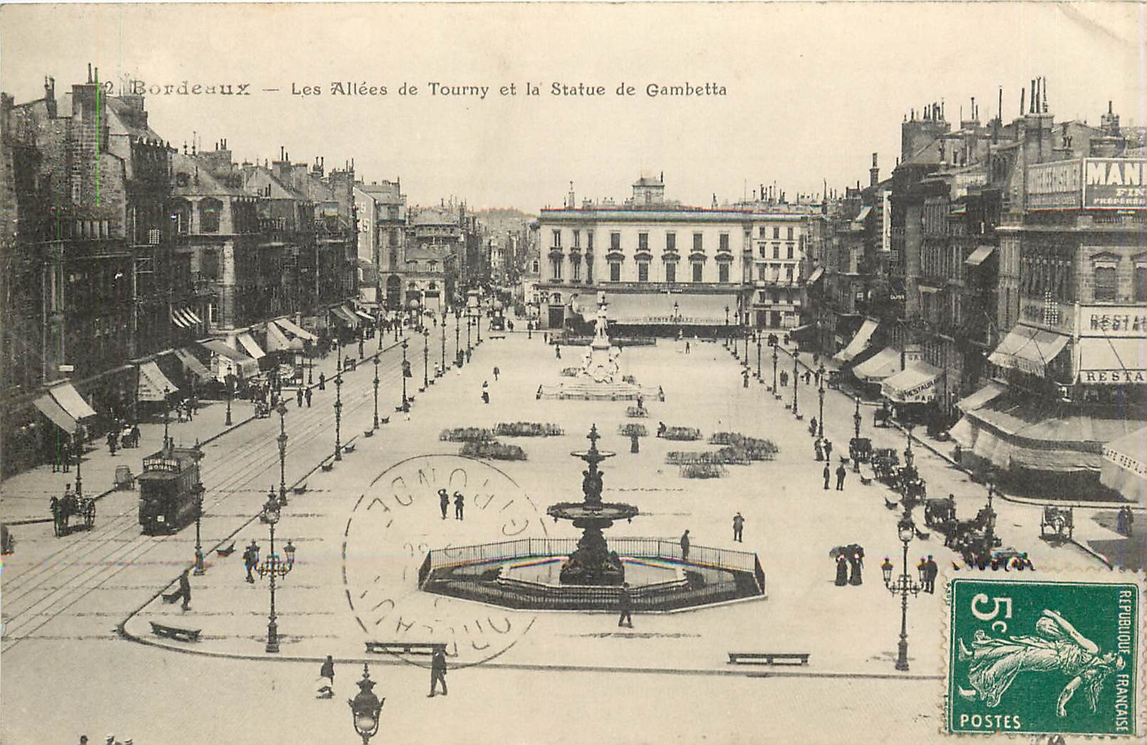 CPA Bordeaux Les Allees de Tourny et la Statue de Gambetta 