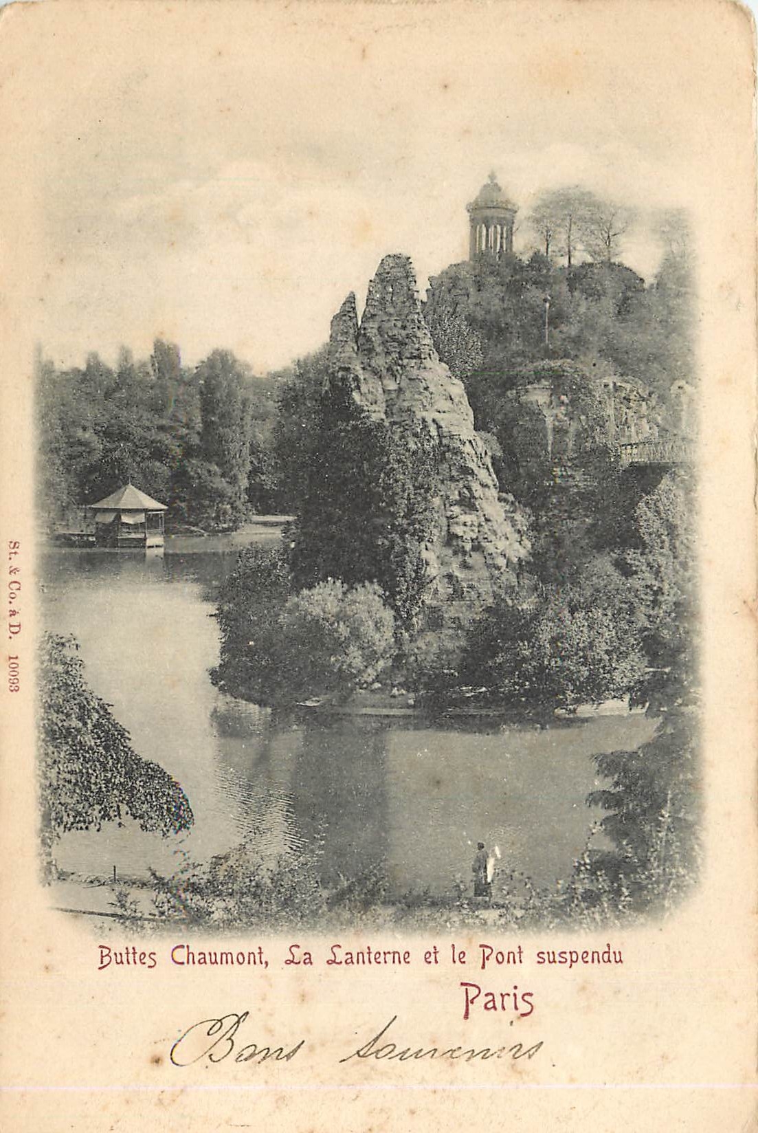 CPA Paris Buttes Chaumont La Lanterne et le Pont Suspendu 
