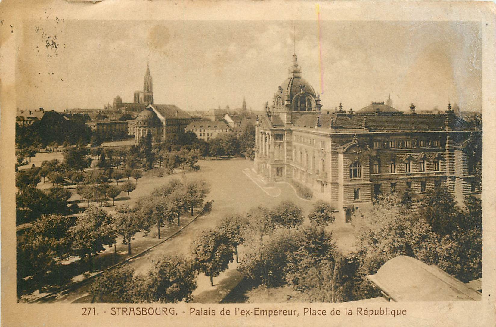 CPA Strasbourg Palais de l'ex Empereur Place de la Republique 