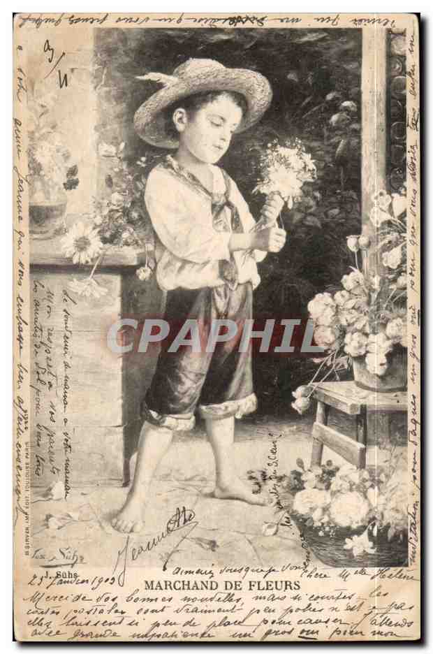 CPA Folklore Costume Marchand de fleurs (enfant)