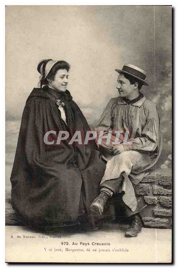 CPA Costume Folklore Au pays creusois Y te jure Marguerito de ne jamais t'oublida