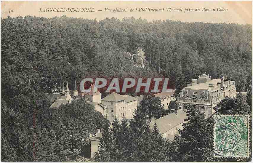 CPA BAGNOLES-DE-L'ORNE - Hotel de l'Etablissement Thermal prise du Roc-au-Chien