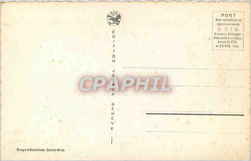 Lac Léman — Château de Chillon et les Dents du Midi — Édition Jäger Genève n°7201 — Rückseite