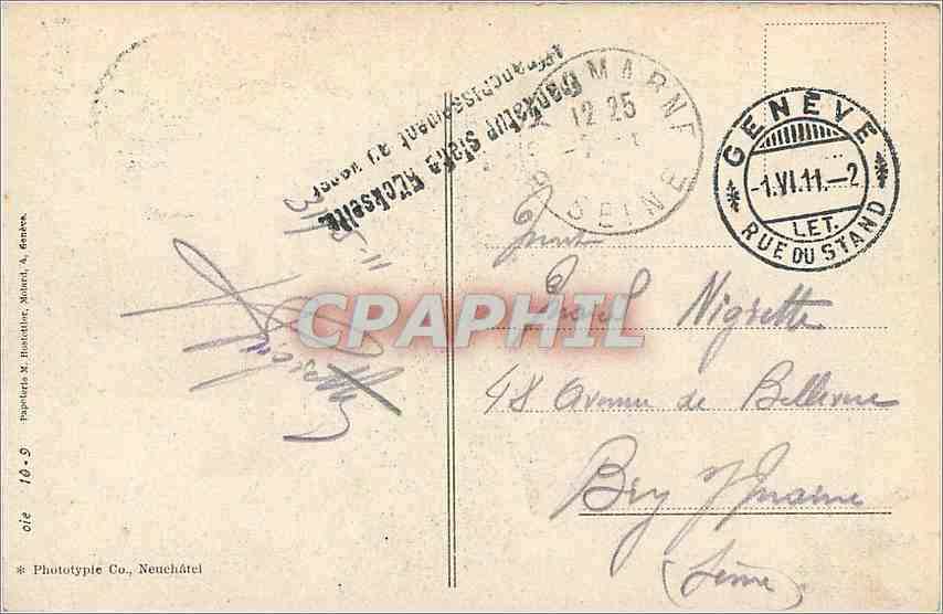 CPA GENEVE et le Mont-Blanc  — Verso