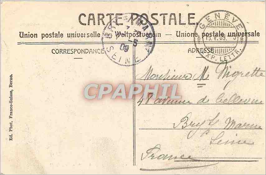 CPA Genève - Le Pont de la Coulouvrenière — Verso