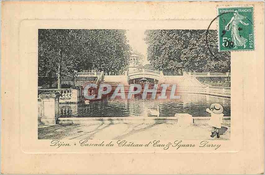 CPA Dijon Cascade du Château d'eau & Square Darcy