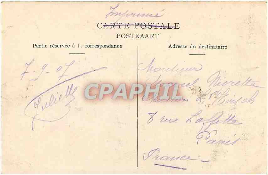 CPA Bruges Porte de Gand — Rückseite