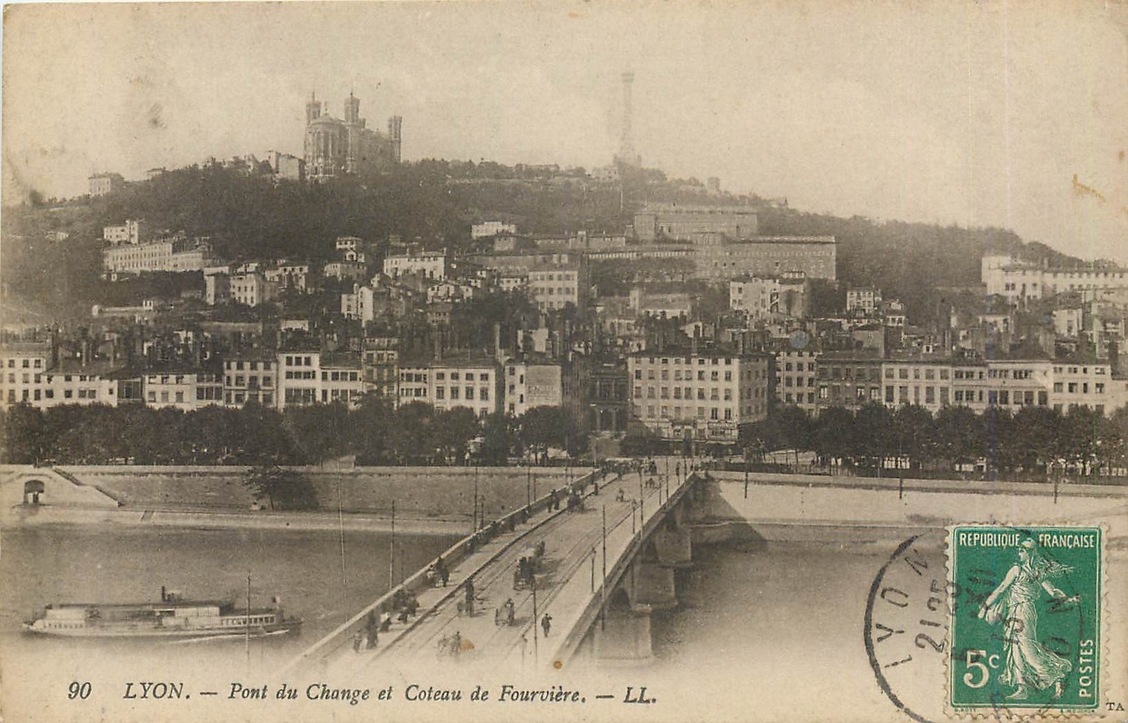 CPA LYON Pont du Change et Coteau de Fouvière