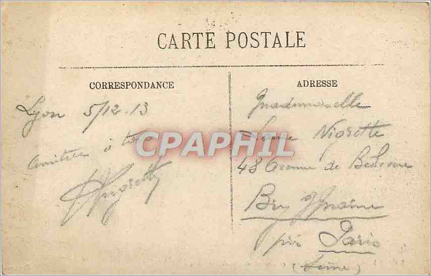 CPA LYON Pont du Change et Coteau de Fouvière — Rückseite