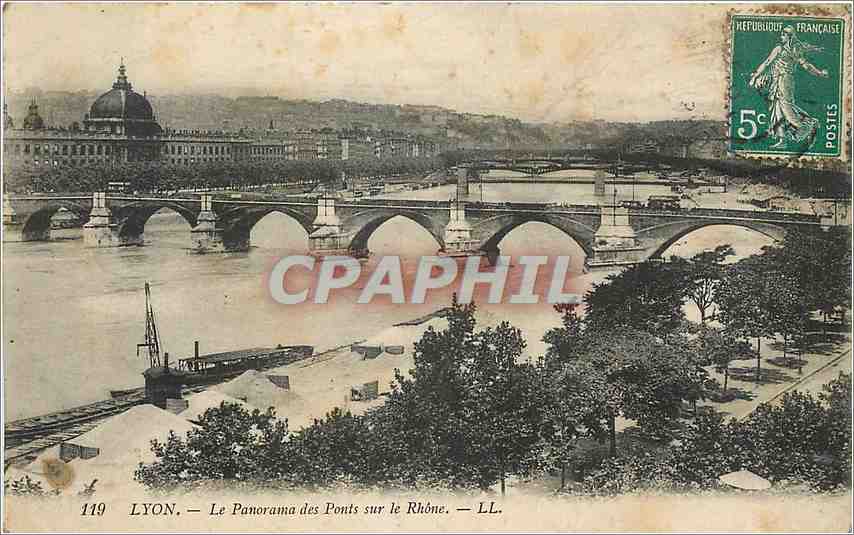 CPA LYON Panorama des Ponts sur le Rhone