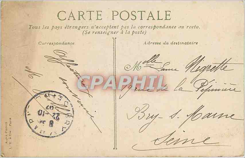 CPA Lyon L'Homme de la Roche — Verso
