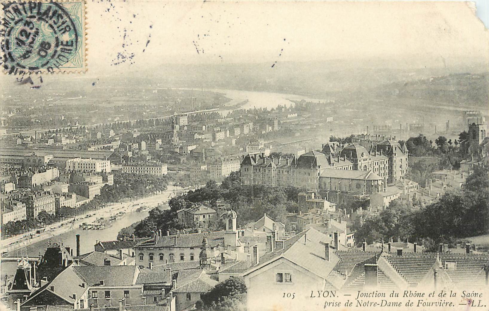 CPA Lyon Jonction du Rhone et de la Saone prise de notre Dame de Fourviere
