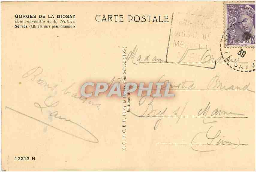 CPA Gorges de la DIOSAZ une merveille de la nature en longeant les Gorges — Rückseite