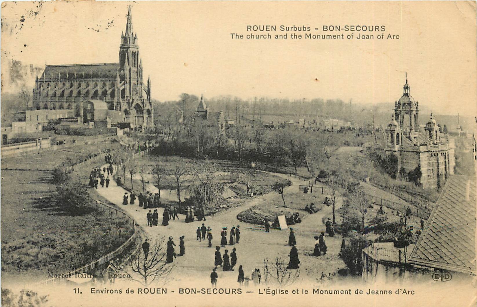 CPA Rouen - Bon-Secours - L'Eglise et le monument de Jeanne d'Arc