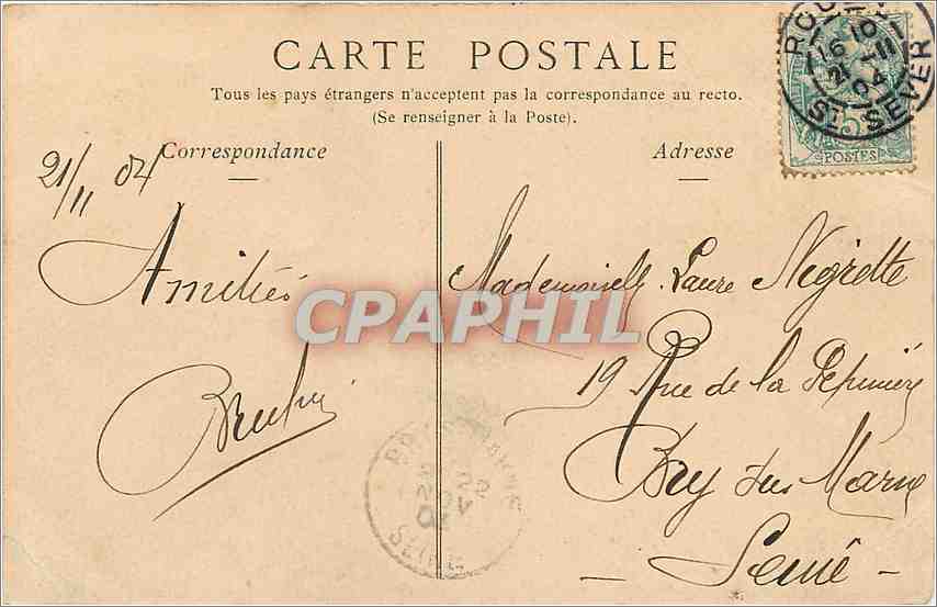 CPA Rouen - Vue generale prise de Bon-Secours — Verso