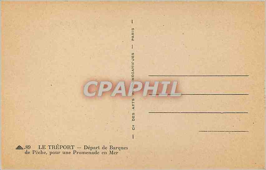 CPA Le Treport - Depart de Barques de Peche  pour une Promenade en Mer Bateaux Phare — Rückseite