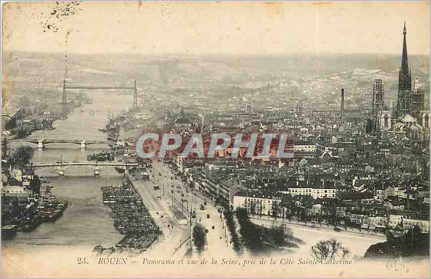 CPA Rouen Panorama et vue de la Seine  Pris de la Cote Sainte-Catherine
