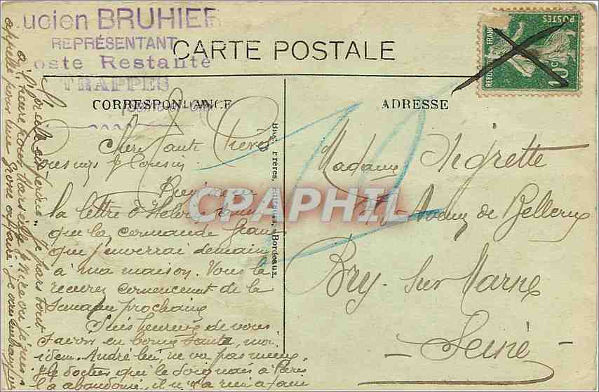CPA Bordeaux Place des Quinconces Monuments des Girondins — Verso