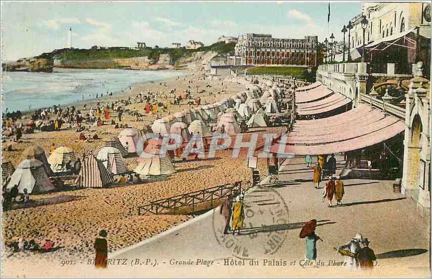 CPA Biarritz - Grande Plage - Hotel du Palais et Cote du Phare