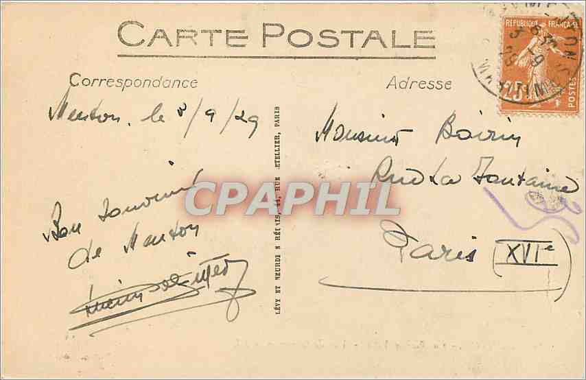 CPA Menton - La Vieille ville - Vue de Garavan — Rückseite