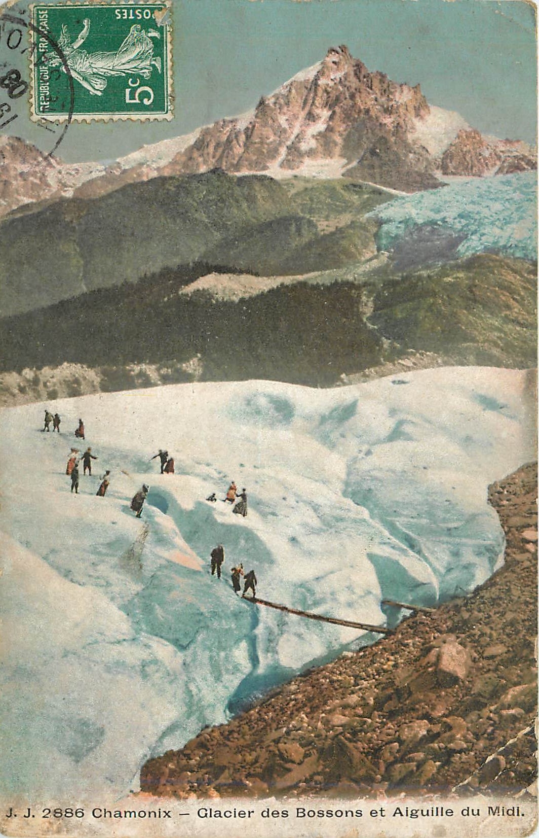 CPA Chamonix - Glacier des Bossons et Aiguille du Midi