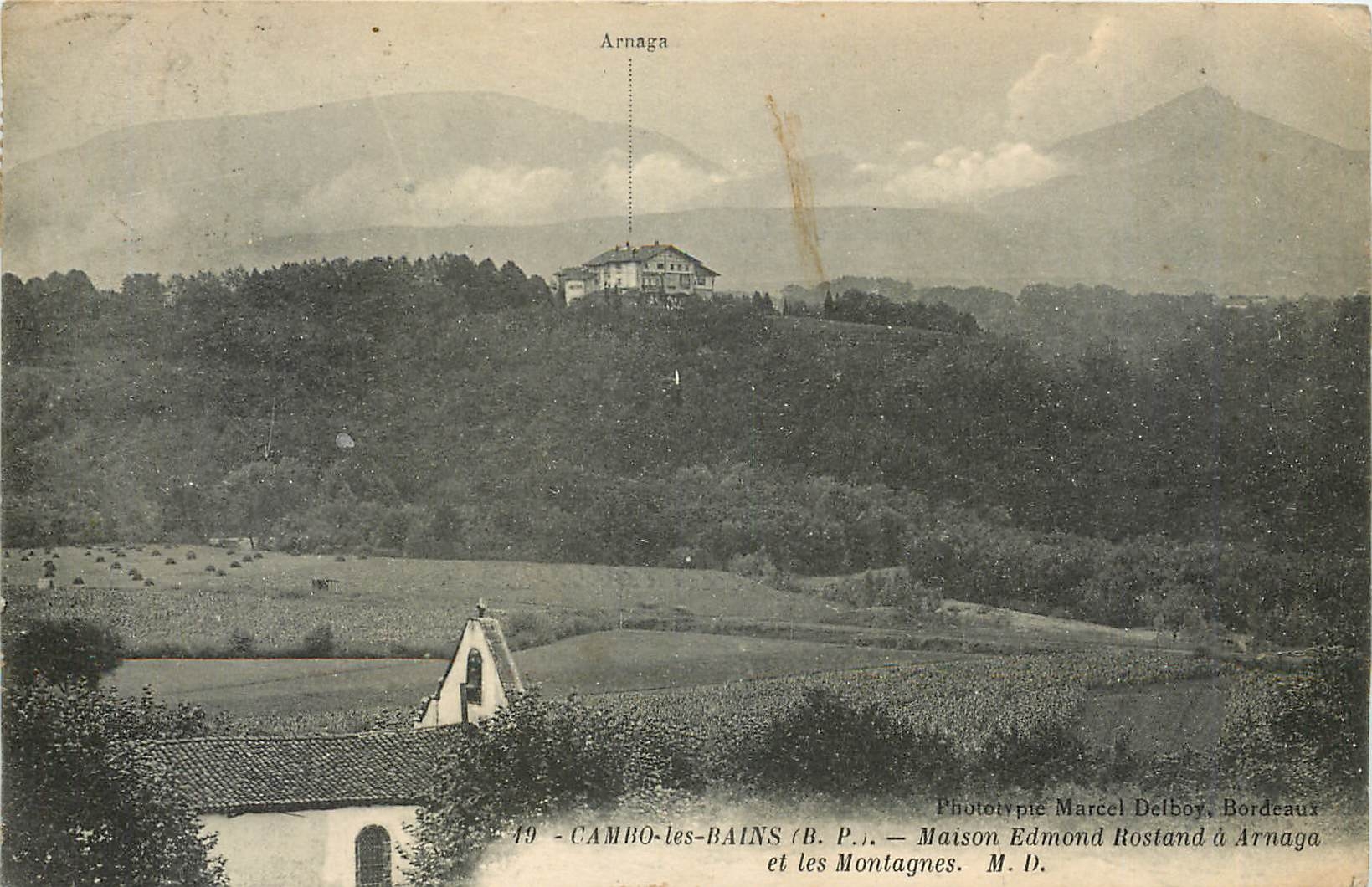 Cambo-les-Bains (B.P.) — Maison Edmond Rostand à Arnaga et les Montagnes — Phototypie Marcel Delbroy, Bordeaux